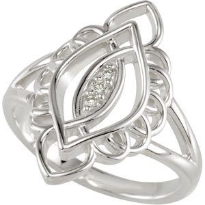 Ladies Natural Diamond Filigree Ring (I2, G-H) — Sterling Silver