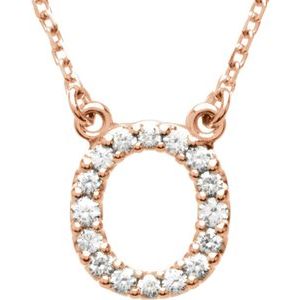 Ladies Natural Diamond Initial O Necklace (I1, G-H) — 14K Rose Gold