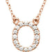 Ladies Natural Diamond Initial O Necklace (I1, G-H) — 14K Rose Gold