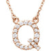 Ladies Natural Diamond Initial Q Necklace (I1, G-H) — 14K Rose Gold