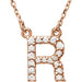 Ladies Natural Diamond Initial R Necklace (I1, G-H) — 14K Rose Gold
