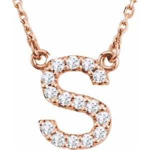 Ladies Natural Diamond Initial S Necklace (I1, G-H) — 14K Rose Gold