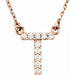 Ladies Natural Diamond Initial T Necklace (I1, G-H) — 14K Rose Gold