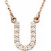 Ladies Natural Diamond Initial U Necklace (I1, G-H) — 14K Rose Gold