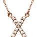 Ladies Natural Diamond Initial X Necklace (I1, G-H) — 14K Rose Gold