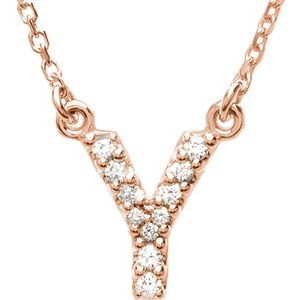 Ladies Natural Diamond Initial Y Necklace (I1, G-H) — 14K Rose Gold