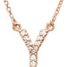Ladies Natural Diamond Initial Y Necklace (I1, G-H) — 14K Rose Gold