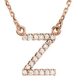 Ladies Natural Diamond Initial Z Necklace (I1, G-H) — 14K Rose Gold