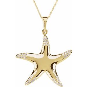 Ladies Natural Diamond Starfish Necklace (I1, G-H) — 14K Yellow Gold