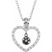 Ladies Natural Black White Diamond Heart Necklace (I2, H+) — Sterling Silver