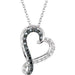 Ladies Natural Black White Diamond Heart Necklace (I2, H+) — Sterling Silver