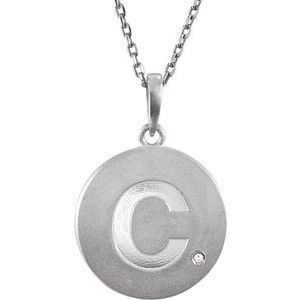 Ladies Natural Diamond Initial C Necklace (I2, G-H) — Sterling Silver