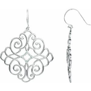 Ladies Natural Diamond Earrings — Sterling Silver