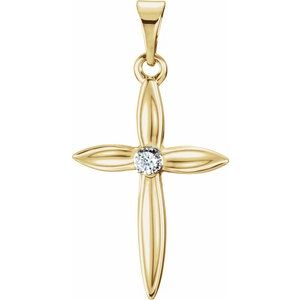 Ladies 14K Yellow/ Natural Diamond Cross Pendant (Si1, G-H) — 14K Yellow/White Gold