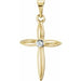 Ladies 14K Yellow/ Natural Diamond Cross Pendant (Si1, G-H) — 14K Yellow/White Gold