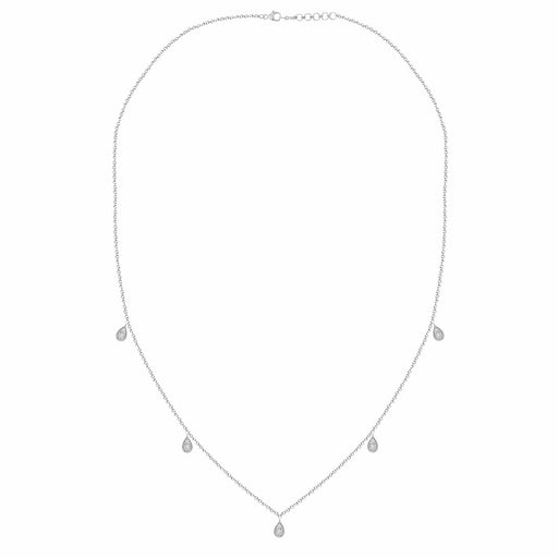 Sterling Silver White 0.25CT Round Diamond Teardrop Necklace For Women In Elegant Diamond Necklace