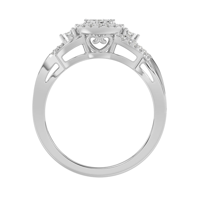 Sterling Silver 0.25Ct Round Diamond Halo Cluster Ring For Women Engagement Promise Ring Gift For Her