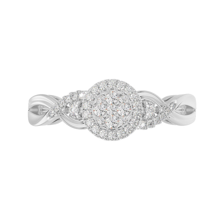 Sterling Silver 0.25Ct Round Diamond Halo Cluster Ring For Women Engagement Promise Ring Gift For Her