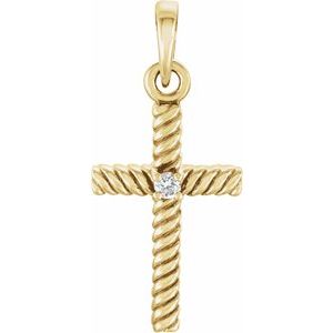 Ladies Natural Diamond Cross Pendant (I1, G-H) — 14K Yellow Gold
