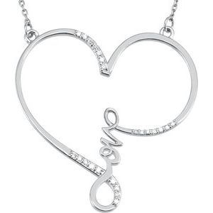 Ladies Natural Diamond Infinity-Inspired Love Heart Necklace (I2, G-H) — Sterling Silver