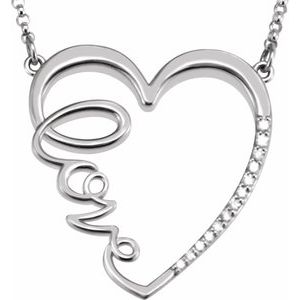 Ladies Natural Diamond Love Heart Necklace (I1, G-H) — Sterling Silver