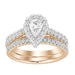 LADIES BRIDAL SET 1.00CT ROUND DIAMOND 14K ROSE GOLD (CENTER STONE 0.33CT PEAR DIAMOND)