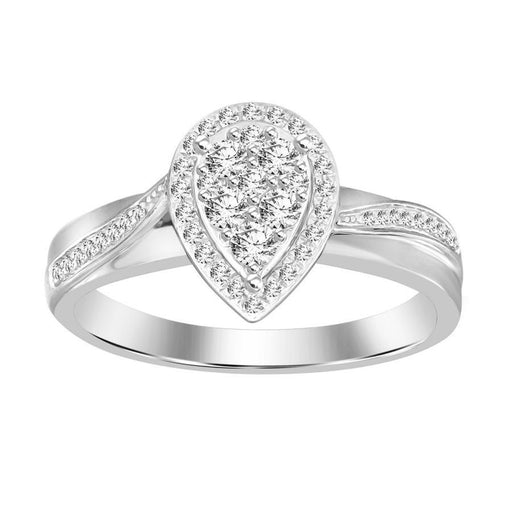 Sterling Silver 0.25CT Round Diamond Pear Shape Cluster Ring For Women
