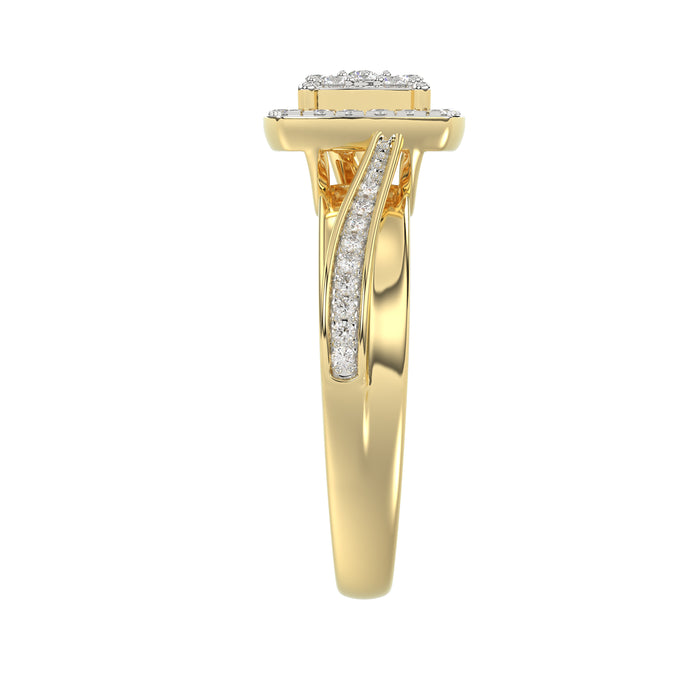 Luxury 10K Yellow Gold 0.25Ct Round Diamond Halo Cluster Ring For Women