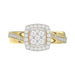 Luxury 10K Yellow Gold 0.25Ct Round Diamond Halo Cluster Ring For Women