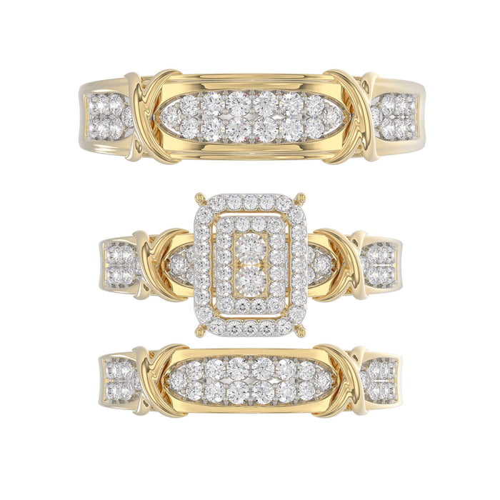 LADIES TRIOS 1.00CT ROUND DIAMOND 10K YELLOW GOLD