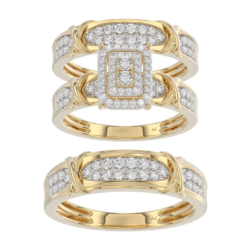 LADIES TRIOS 1.00CT ROUND DIAMOND 10K YELLOW GOLD