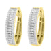 LADIES HOOP EARRINGS 0.50CT ROUND/BAGUETTE DIAMOND 10K YELLOW GOLD