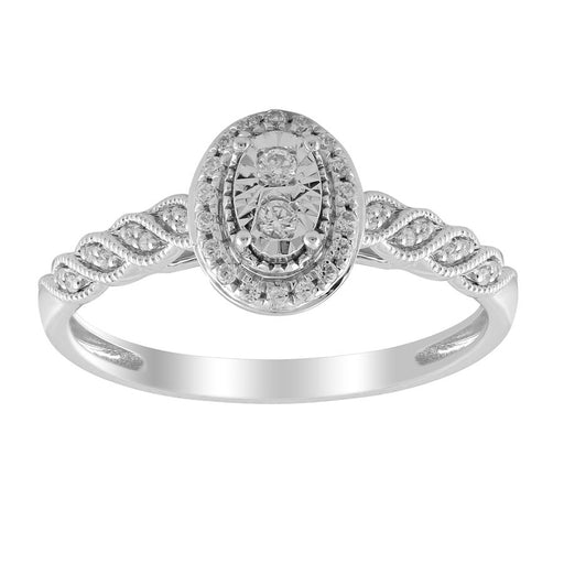 Sterling Silver 0.10CT Round Diamond Halo Engagement Ring In Elegant Ladies Diamond Ring