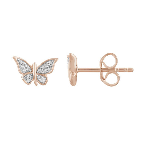 LADIES EARRINGS 0.05CT ROUND DIAMOND 10K ROSE GOLD