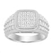 Sterling Silver Men’S Diamond Ring 0.50Ct Round Cut Square Cluster Brilliant Diamond Ring For Him