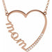 Ladies Natural Diamond "Mom" Heart Necklace (I1, G-H) — 14K Rose Gold