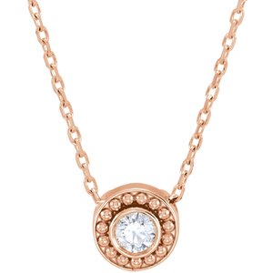 Ladies Diamond Beaded Slide Necklace (I1, G-H) — 14K Rose Gold