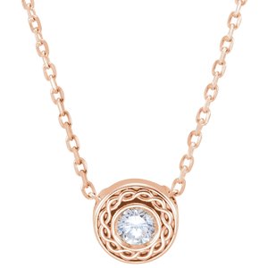 Ladies Natural Diamond Slide Necklace (I1, G-H) — 14K Rose Gold