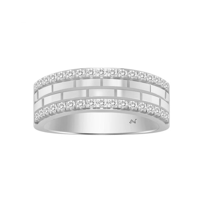 MEN'S BAND 0.50CT ROUND DIAMOND 14K WHITE GOLD