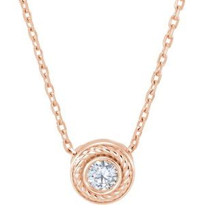 Ladies Natural Diamond Necklace (I1, G-H) — 14K Rose Gold