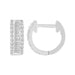 LADIES HOOPS EARRINGS 0.50CT ROUND/BAGUETTE DIAMOND 10K WHITE GOLD