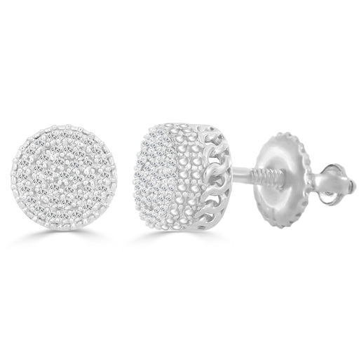 Elegant Cluster Diamond Fashion Earrings 0.15CT Round Diamond In White Sterling Silver