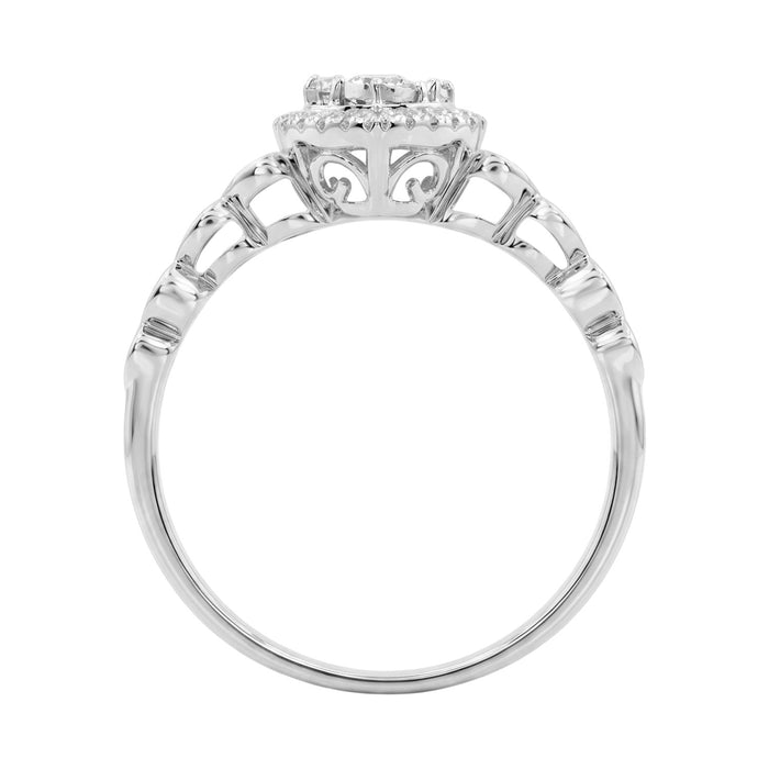 Women’S Sterling Silver 0.12Ct Round Diamond Heart Promise Ring Cluster Design Romantic Ladies Ring
