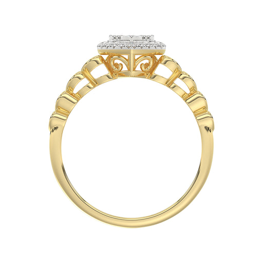 Elegant 10K Yellow Gold Heart-Shaped Engagement Ring Featuring 0.12Ct Round Diamonds With A Romantic And Timeless Design. Perfect As A Promise Ring, A