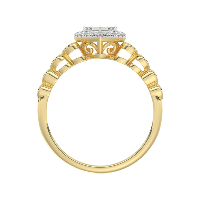 Elegant 10K Yellow Gold Heart-Shaped Engagement Ring Featuring 0.12Ct Round Diamonds With A Romantic And Timeless Design. Perfect As A Promise Ring, A