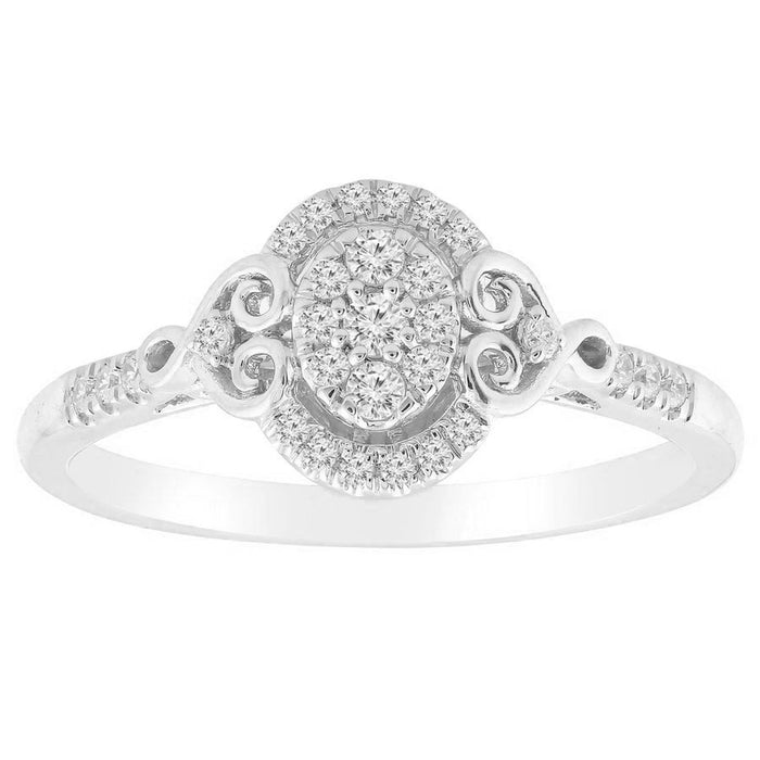 Sterling Silver 0.20CT Round Diamond Halo Ring For Women In Elegant Diamond Engagement Style Ring