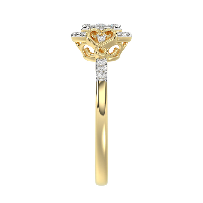 Romantic 10K Yellow Gold Halo Diamond Engagement Ring For Women Fine Jewelry
