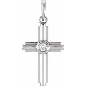 Ladies Natural Diamond Cross Pendant (I1, G-H) — Sterling Silver