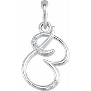 Ladies Natural Diamond Initial B Necklace (I1, G-H) — 14K White Gold