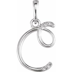 Ladies Natural Diamond Initial C Necklace (I1, G-H) — 14K White Gold
